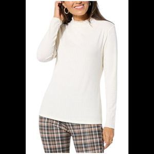Christie Brinkley Women's Mock Neck Top White - Regular